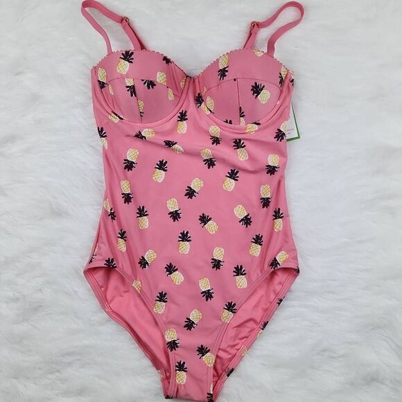 Kate Spade Laniakea Beach One Piece Apricot Pineapple Print Swimsuit NWT Small - Picture 4 of 11